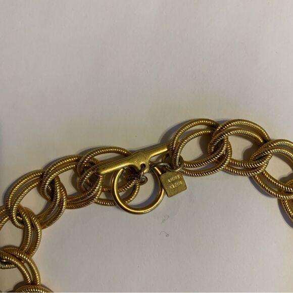 Vintage 80s Anne Klein double chain rope Chunky Gold-tone necklace choker 16” - Picture 3 of 8